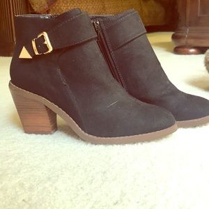 Black buckle booties